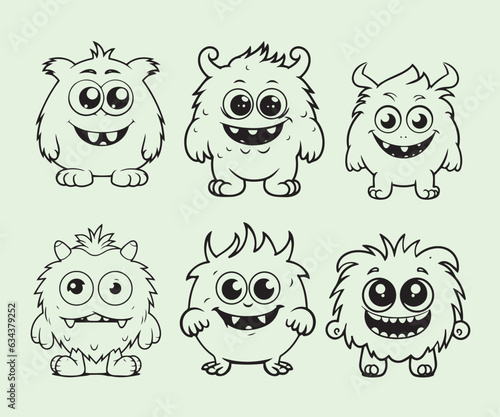 doodle sketch collection set of illustrations of cute monster