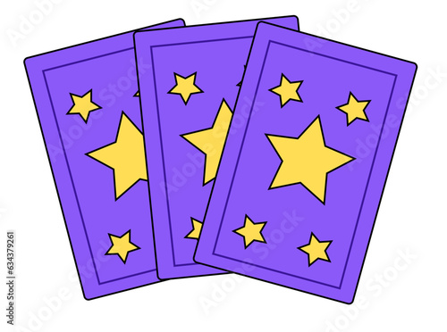 Mystical esoteric cards. Three tarot cards with isolated on a white background. Fortune telling concept. Vector flat illustration.