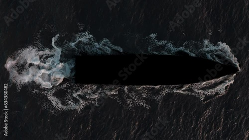ship wake trail seamless loop texture with alpha, top view, isolated on black