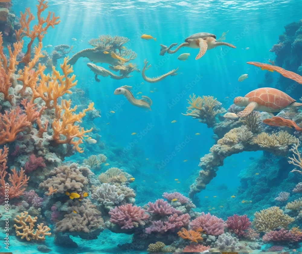 Obraz premium A beautiful sea floor with coral reefs | coral reef in sea