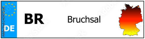 Registration number German car license plates of Bruchsal  Germany