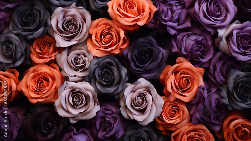 Orange Purple Black Roses Halloween Death Background Texture Illustration Orange Purple Black Roses Halloween Death Background Texture Illustration