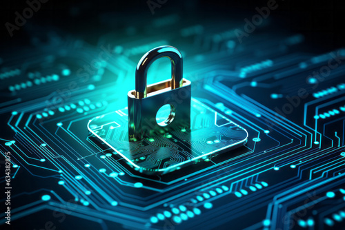 Secure Digital Protection: Padlock Safeguarding Modern Technology