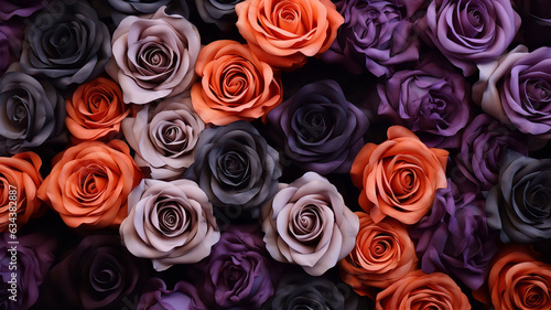 Orange Purple Black Roses Halloween Death Background Texture Illustration