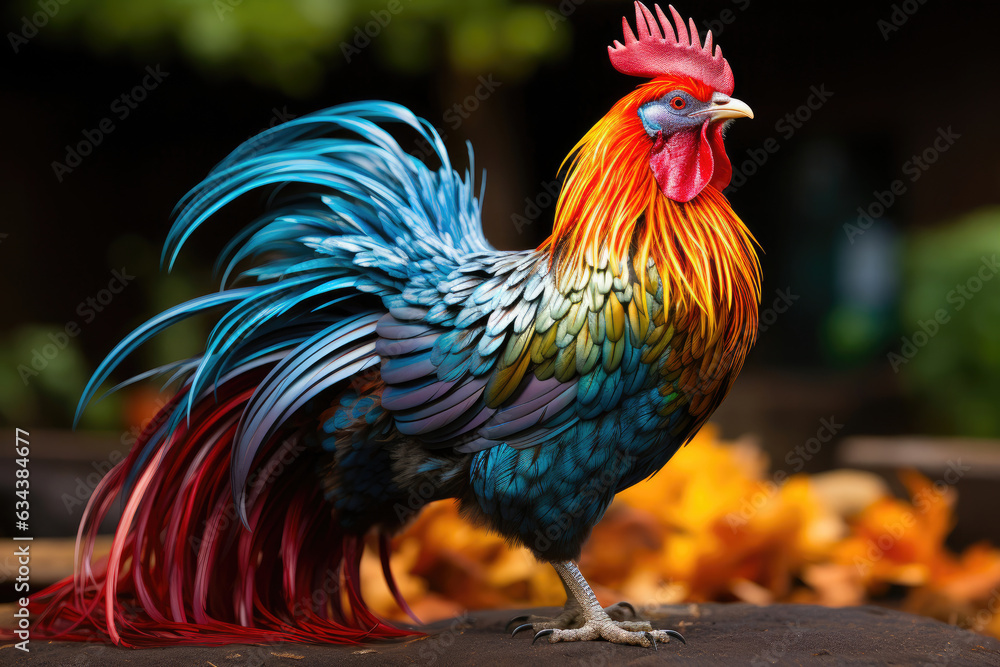 Majestic Chicken Spreading Its Feathers