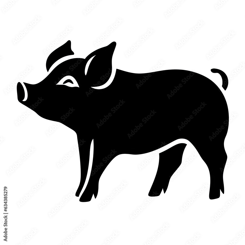 silhouette of a pig on white background created using generative AI tools