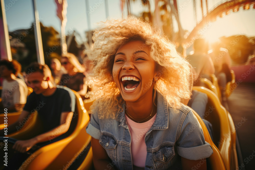 Adventurous Bonds: Adolescents Share Laughs on Theme Park Rides