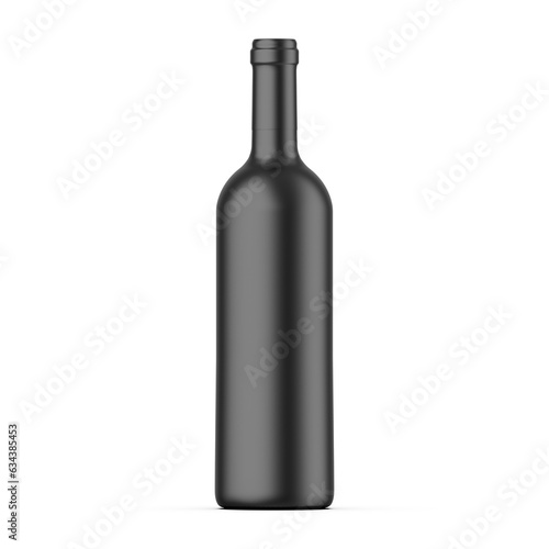Blank ceramic wine bottle mockup on isolated white background. 3d illustration