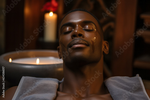 Relaxation and Wellness: Handsome Black Man Enjoying a Soothing Massage