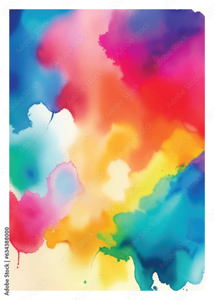 Vector colorful bright watercolor texture painting gradient background