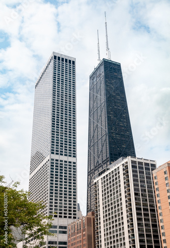 Chicago, Illinois, Unated State - August 16, 2014: Low angle view of the Water Tower Place, is a skyscraper located in Chicago downtown.