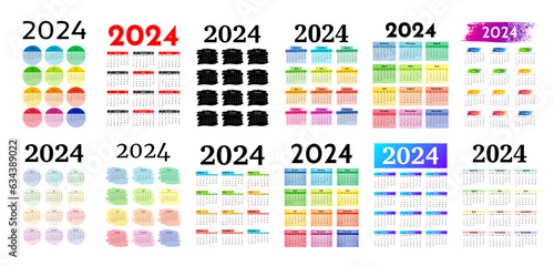 Calendar for 2024 isolated on a white background
