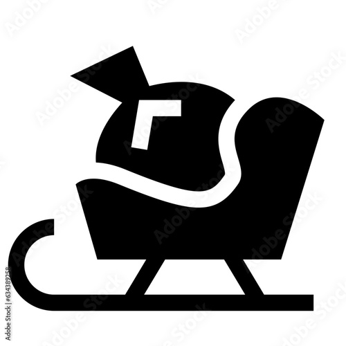 クリスマス、そりを表す塗りつぶしスタイルのアイコン