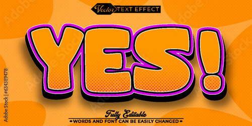Cartoon Pop Art Yes Vector Editable Text Effect Template