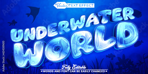 Blue Cartoon Underwater World Vector Editable Text Effect Template