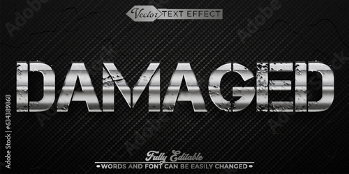 Silver Damaged Vector Editable Text Effect Template