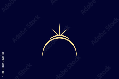 Earth logo design with rising sun combination