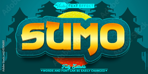 Asian Sumo Wrestling Vector Editable Text Effect Template