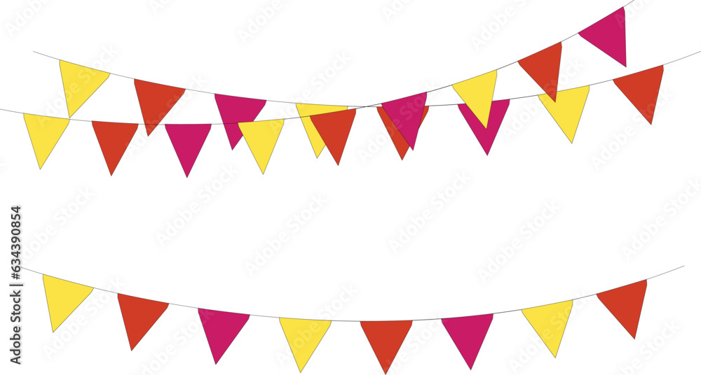 Obraz premium party birthday garland or carnival festive bunting decor hanging in rope string festoon