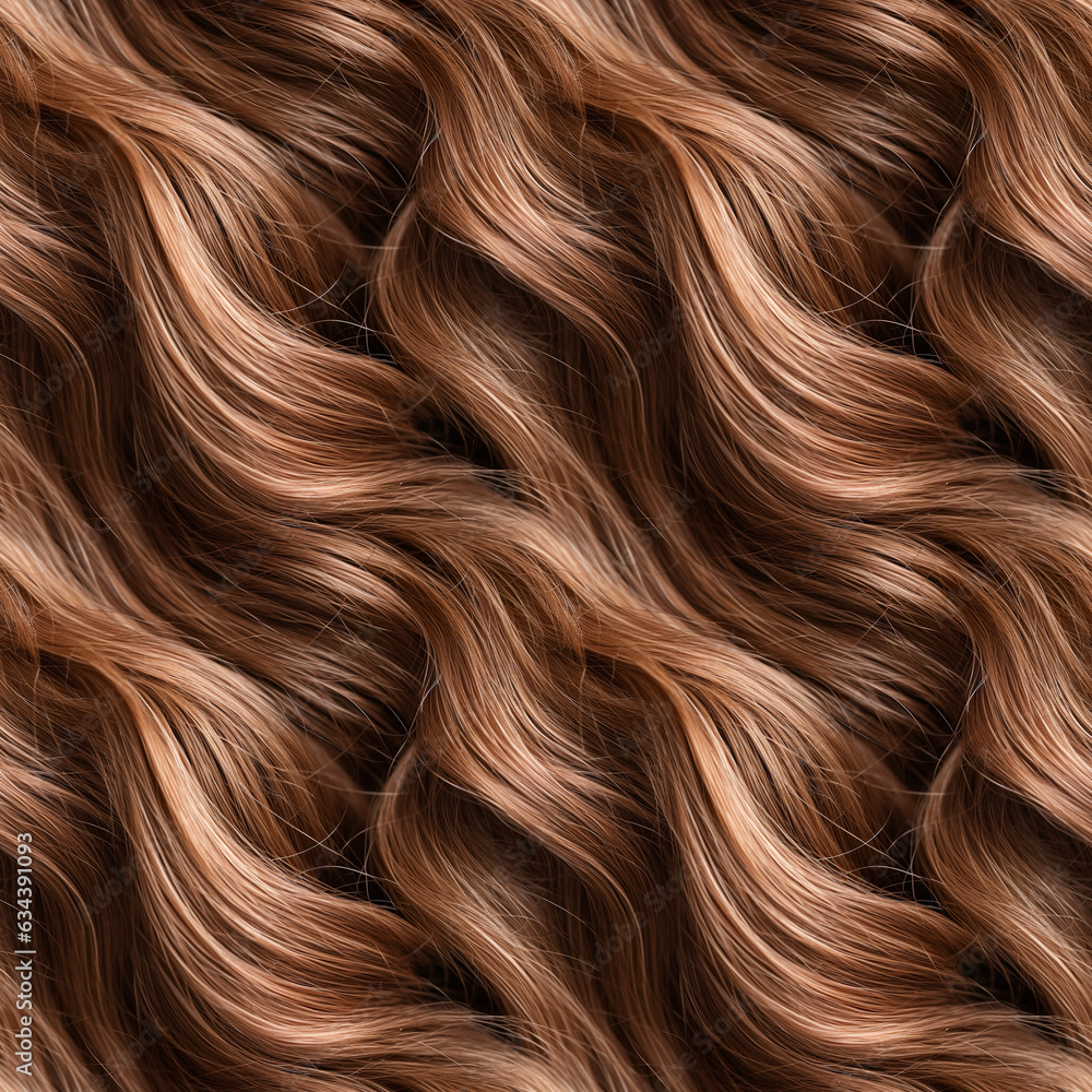 Fototapeta premium Wavy curly brown hair seamless background