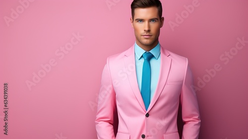 Man in a pink suit, generat...
