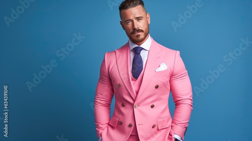 Man in a pink suit, generat...