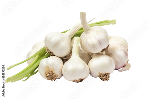 Close-up bunch of garlic isolated on transparent or white background PNG