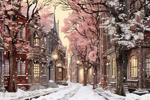 Digital painting of a winter street in New York City, USA © Quan
