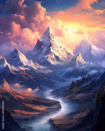 Majestic snow-capped mountain range.  © kept