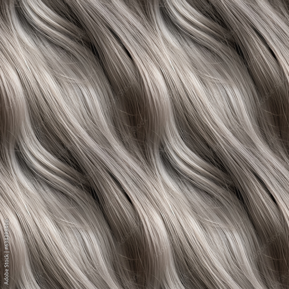 Naklejka premium Wavy gray hair seamless background