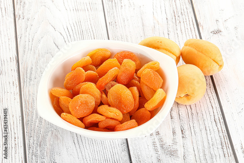 Dried apricot heap in the bowl