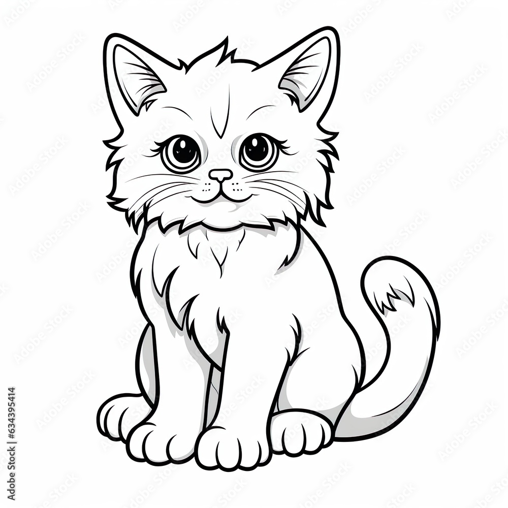 Obraz premium Coloring Page for Kids,Linear flat vector collection isolated on white background,simple thick lines kids or children cartoon coloring book pages
