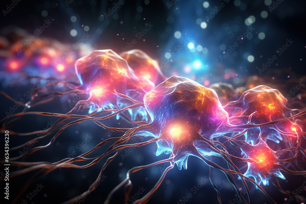 Neuroplasticity concept, featuring glowing brains interconnected with ...