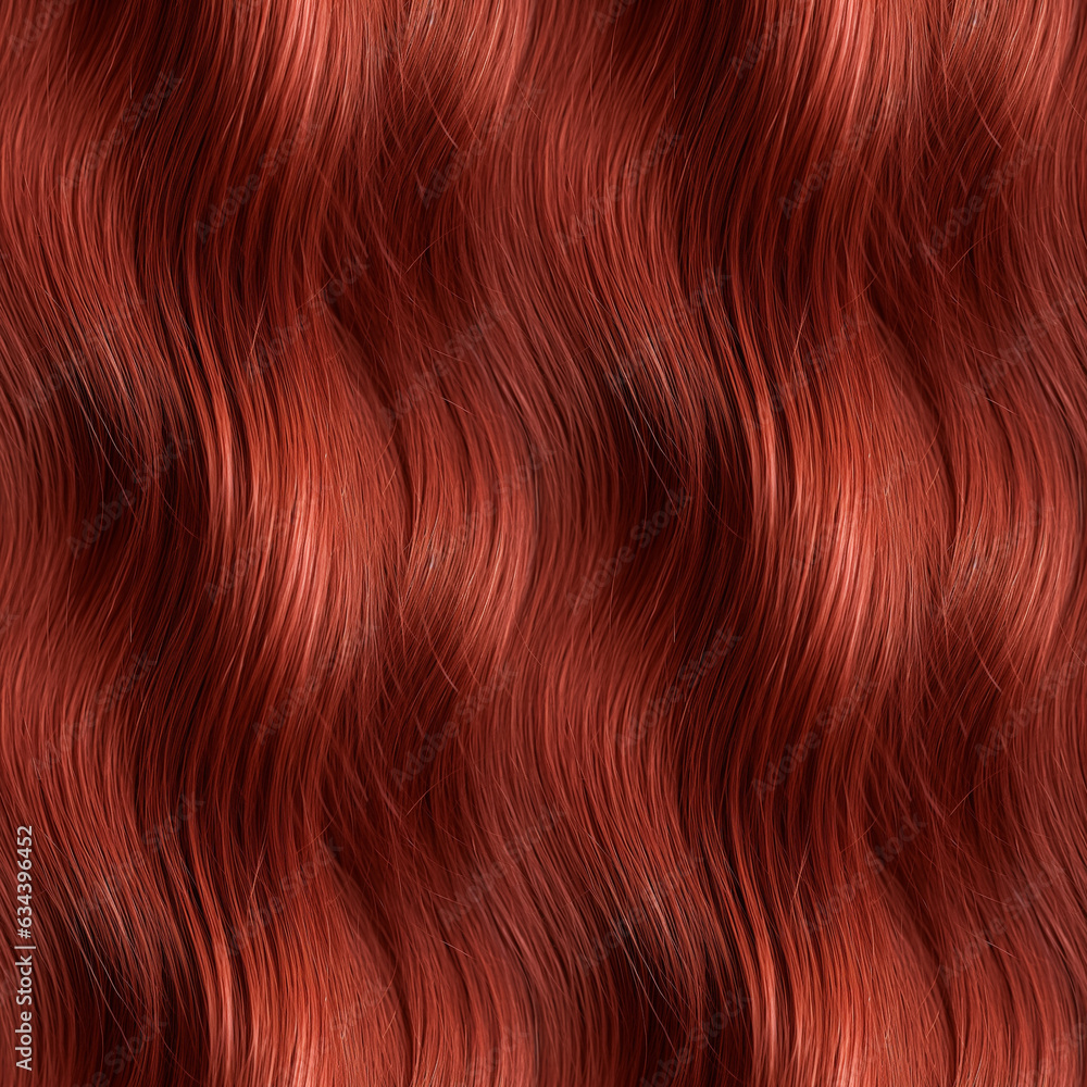 Naklejka premium Wavy red hair seamless background