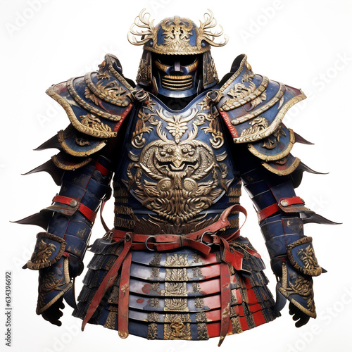 Ancient Japanese samurai's head and body armor. Use scary character masks to scare enemies.