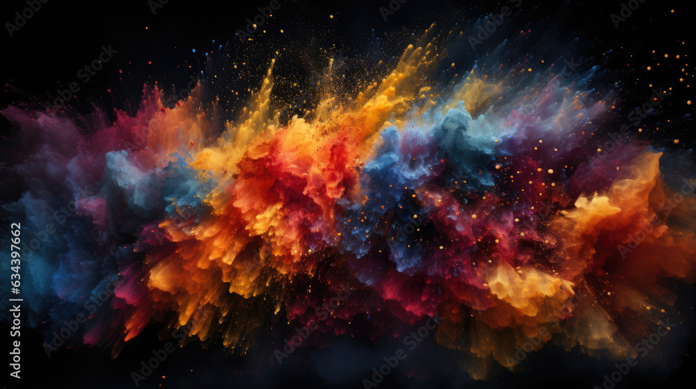 A striking backdrop of colorful particles suspended in a dark void.