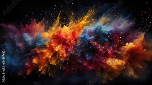 A striking backdrop of colorful particles suspended in a dark void.