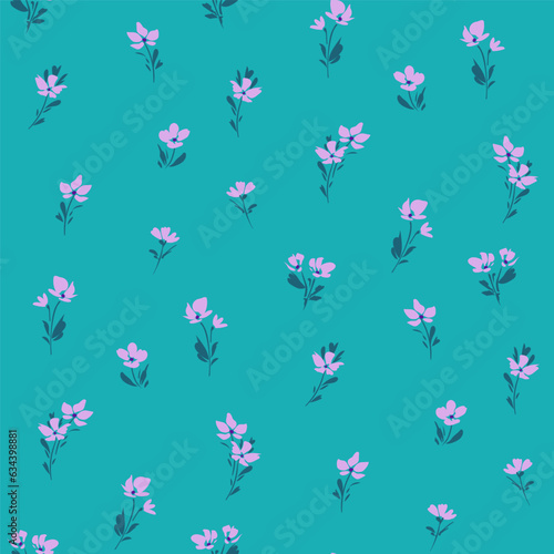 Trendy floral background with elegant small flowers on field for digital wallpaper and garment in liberty style ,ornate vector template