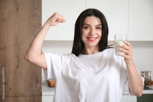 Beautiful woman with glass ...