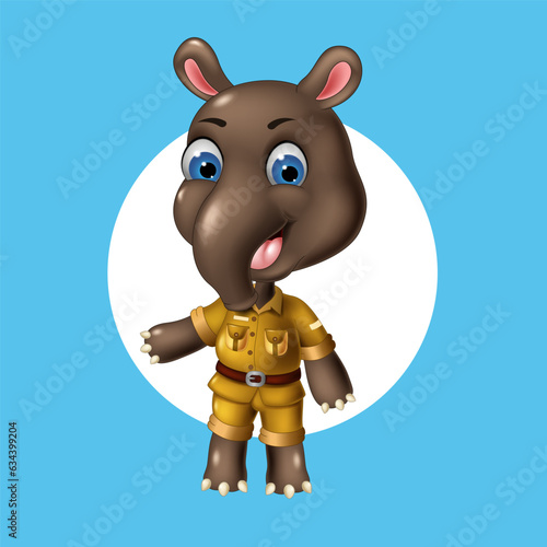 cute tapir cartoon posing