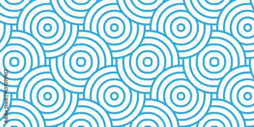 Seamless wave pattern with circles fabric curl backdrop. Seamless overloping pattern with waves pattern with waves and blue geomatices retro background. 