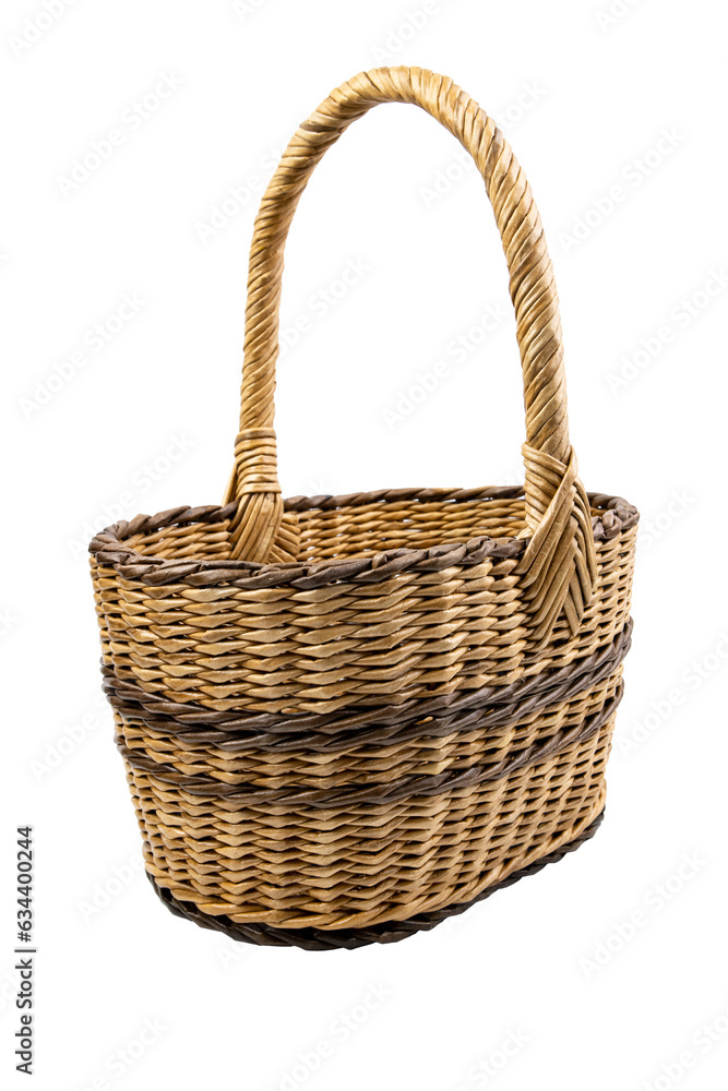 Large wicker basket isolated on white
