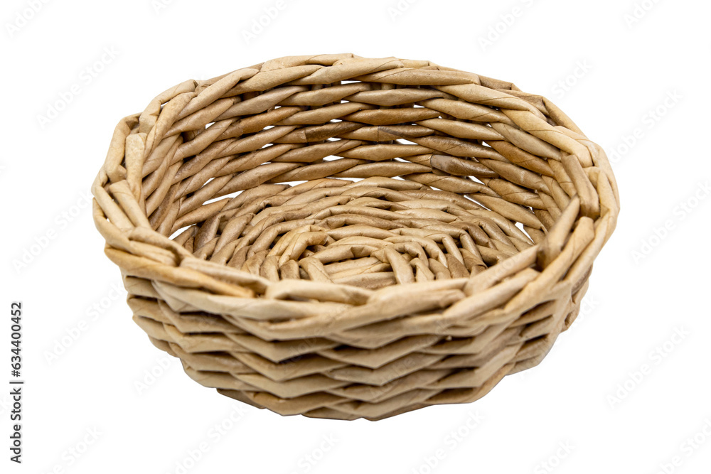 Small wicker basket isolated on white Small wicker basket isolated on white