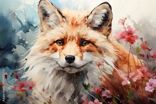 Watercolor illustration of a fox.