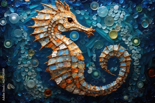Mosaic representation of a seahorse.