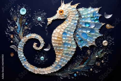 Mosaic representation of a seahorse. © kardaska