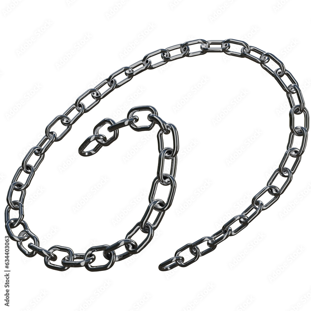 Realistic 3D Vector of a Sturdy Metal Chain with Stainless Rings, Rendered in Chrome or Steel, Isolated on a Png Transparent Background Realistic 3D Vector of a Sturdy Metal Chain with Stainless Rings, Rendered in Chrome or Steel, Isolated on a Png Transparent Background