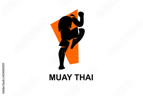 Muay thai or Thai Boxing sport vector line icon. sportsman, fighting stance. sport pictogram illustration.
