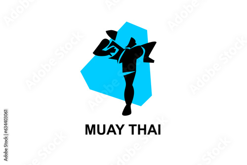 Muay thai or Thai Boxing sport vector line icon. sportsman, fighting stance. sport pictogram illustration.