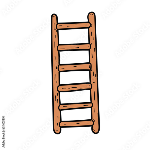 A hand-drawn cartoon ladder on a white background. Vector illustration.